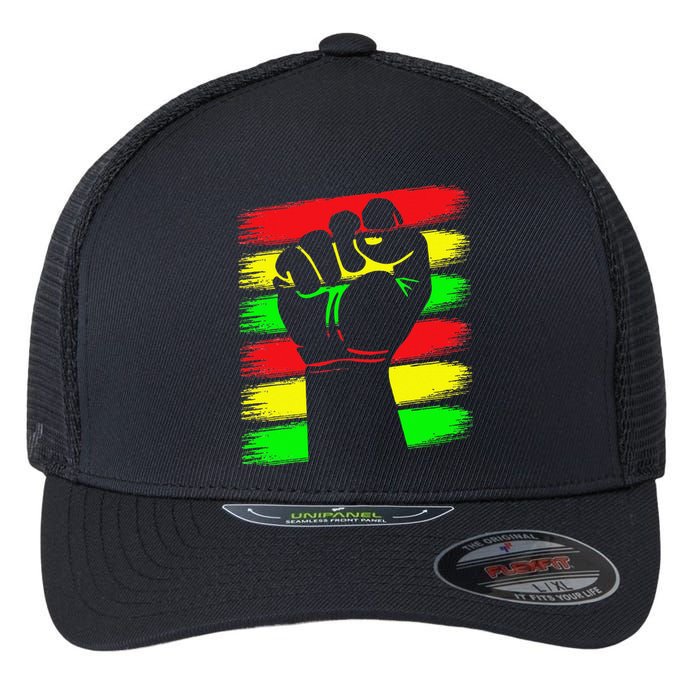 Power Fist Juneteenth Cool Black History African American Flexfit Unipanel Trucker Cap