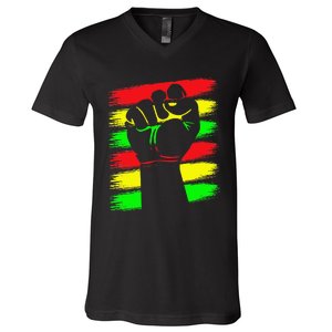 Power Fist Juneteenth Cool Black History African American V-Neck T-Shirt