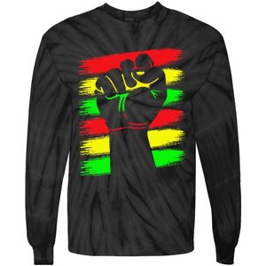 Power Fist Juneteenth Cool Black History African American Tie-Dye Long Sleeve Shirt