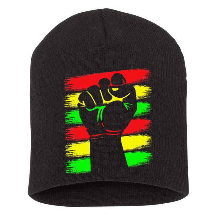 Power Fist Juneteenth Cool Black History African American Short Acrylic Beanie