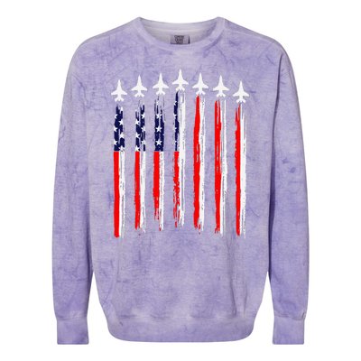 Patriotic Fighter Jets 4th Of July Pride Colorblast Crewneck Sweatshirt