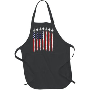 Patriotic Fighter Jets 4th Of July Pride Full-Length Apron With Pockets