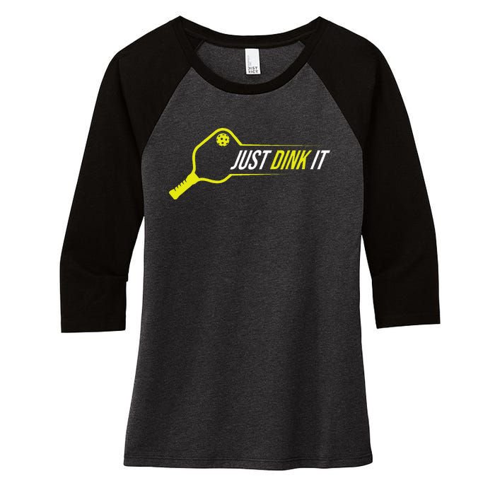 Pickleball  Funny Just Dink It Pickleball Women's Tri-Blend 3/4-Sleeve Raglan Shirt