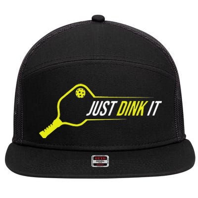 Pickleball Funny Just Dink It Pickleball Men Women 7 Panel Mesh Trucker Snapback Hat