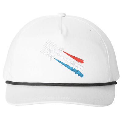 Patriotic Fighter Jet 4th Of July Snapback Five-Panel Rope Hat