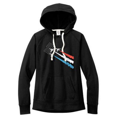 Patriotic Fighter Jet 4th Of July Women's Fleece Hoodie