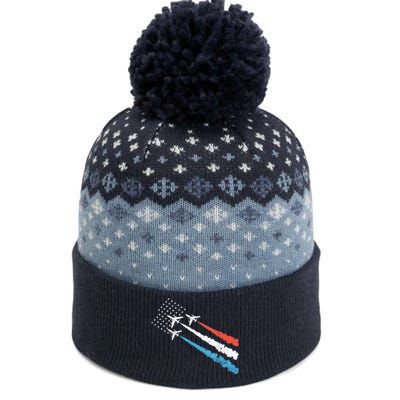 Patriotic Fighter Jet 4th Of July The Baniff Cuffed Pom Beanie