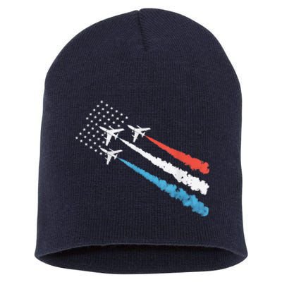 Patriotic Fighter Jet 4th Of July Short Acrylic Beanie