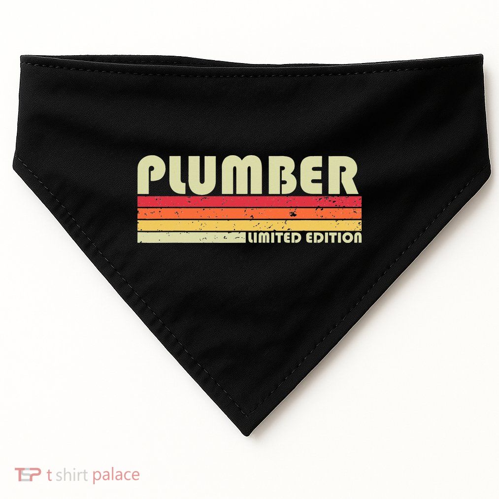 Plumber Funny Job Title Profession Birthday Worker USA-Made Doggie Bandana