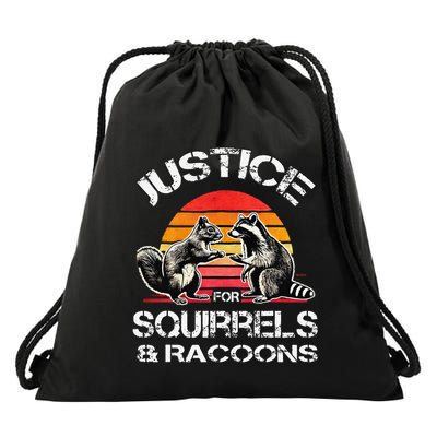 Peanut & Fred Justice For Squirrels & Racoons Drawstring Bag