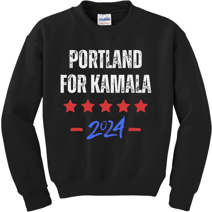 Portland For Kamala 2024 Dnc Kamala Harris Supporter Kids Sweatshirt