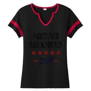 Portland For Kamala 2024 Dnc Kamala Harris Supporter Ladies Halftime Notch Neck Tee