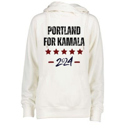 Portland For Kamala 2024 Dnc Kamala Harris Supporter Womens Funnel Neck Pullover Hood