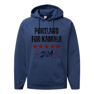 Portland For Kamala 2024 Dnc Kamala Harris Supporter Performance Fleece Hoodie