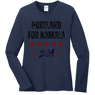 Portland For Kamala 2024 Dnc Kamala Harris Supporter Ladies Long Sleeve Shirt