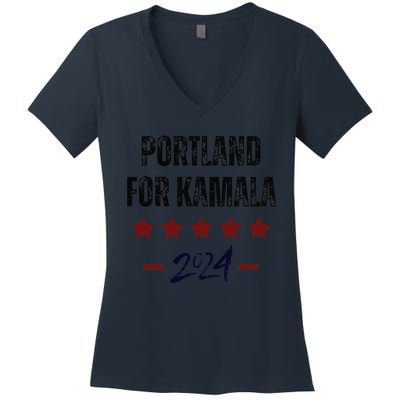 Portland For Kamala 2024 Dnc Kamala Harris Supporter Women's V-Neck T-Shirt