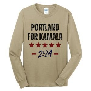 Portland For Kamala 2024 Dnc Kamala Harris Supporter Tall Long Sleeve T-Shirt