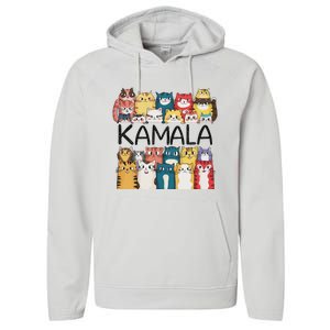 Positive Funny Kamala Harris Cat Lettering Design Performance Fleece Hoodie