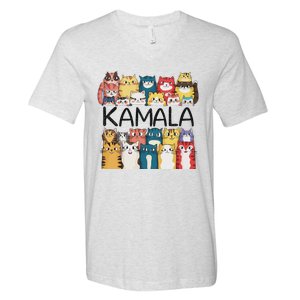 Positive Funny Kamala Harris Cat Lettering Design V-Neck T-Shirt