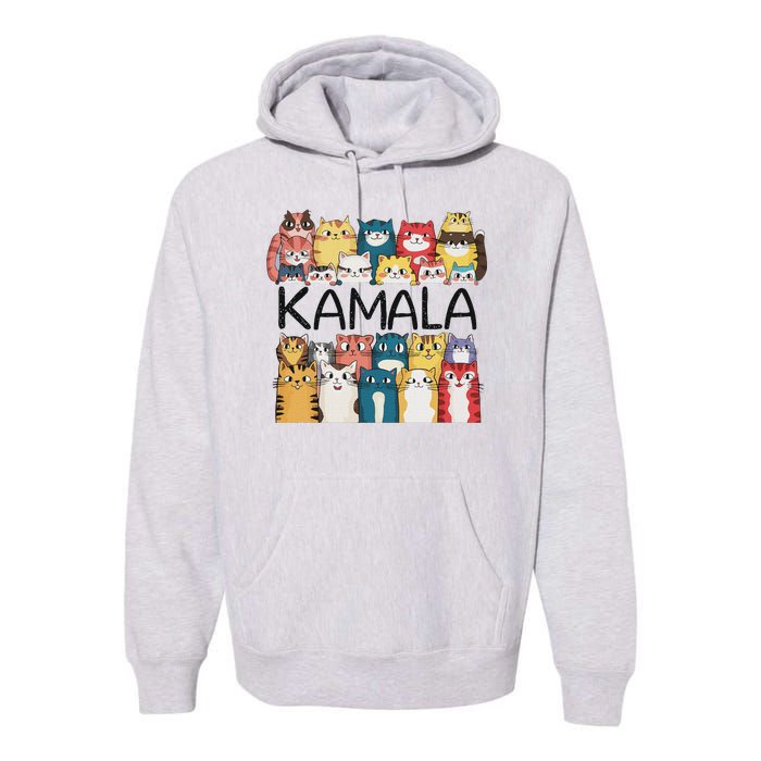 Positive Funny Kamala Harris Cat Lettering Design Premium Hoodie