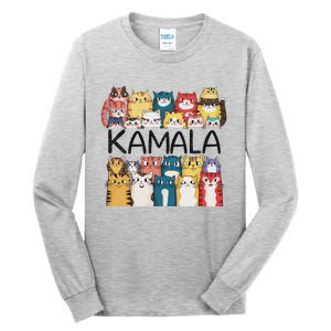 Positive Funny Kamala Harris Cat Lettering Design Tall Long Sleeve T-Shirt