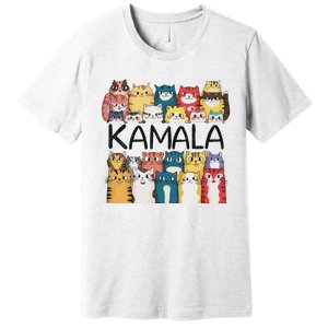 Positive Funny Kamala Harris Cat Lettering Design Premium T-Shirt