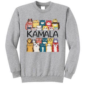 Positive Funny Kamala Harris Cat Lettering Design Tall Sweatshirt