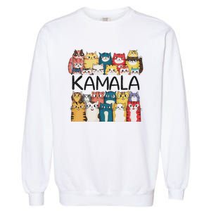 Positive Funny Kamala Harris Cat Lettering Design Garment-Dyed Sweatshirt