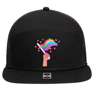 Pride Flag Lgbtq Love Gift 7 Panel Mesh Trucker Snapback Hat