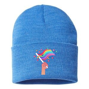 Pride Flag Lgbtq Love Gift Sustainable Knit Beanie