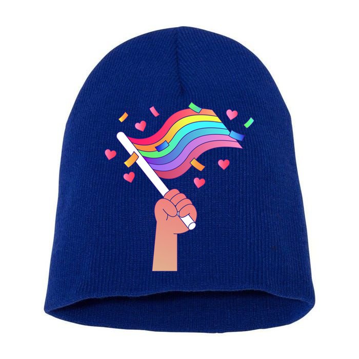 Pride Flag Lgbtq Love Gift Short Acrylic Beanie