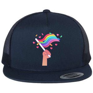 Pride Flag Lgbtq Love Gift Flat Bill Trucker Hat