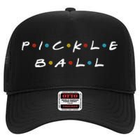 Pickleball Friends Logo Pickle Ball Fans Vintage High Crown Mesh Back Trucker Hat