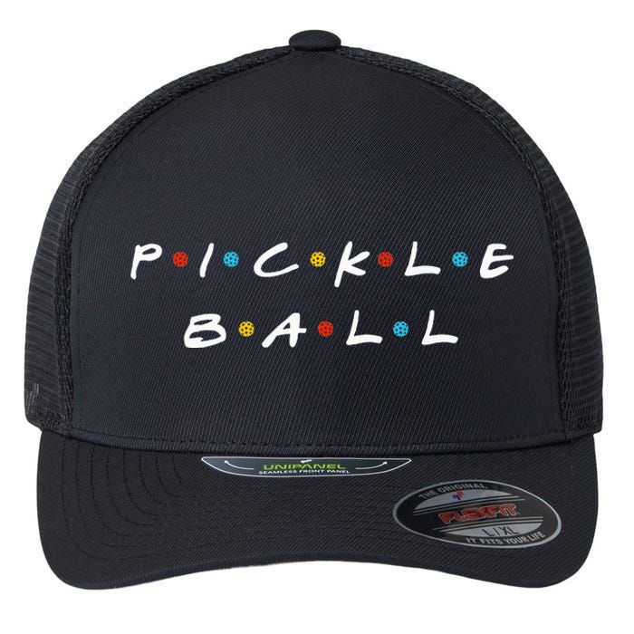 Pickleball Friends Logo Pickle Ball Fans Vintage Flexfit Unipanel Trucker Cap