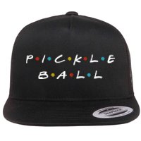 Pickleball Friends Logo Pickle Ball Fans Vintage Flat Bill Trucker Hat