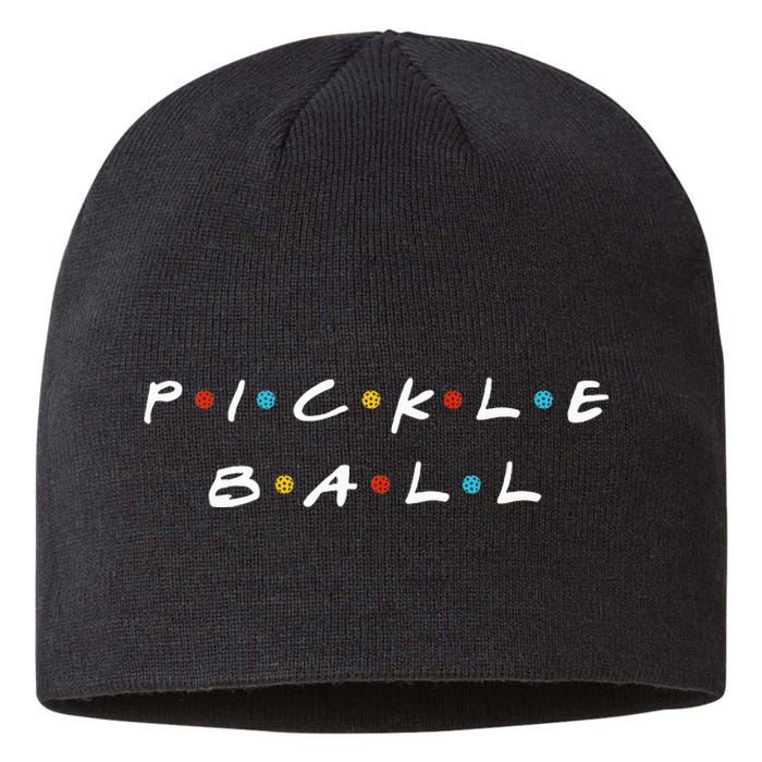 Pickleball Friends Logo Pickle Ball Fans Vintage Sustainable Beanie