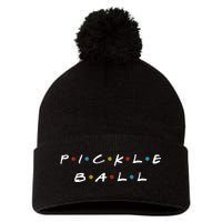 Pickleball Friends Logo Pickle Ball Fans Vintage Pom Pom 12in Knit Beanie