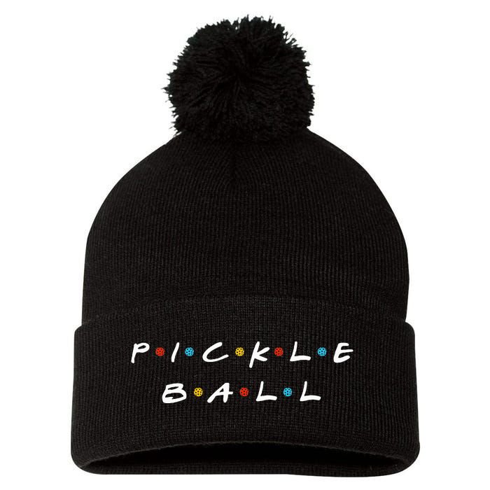 Pickleball Friends Logo Pickle Ball Fans Vintage Pom Pom 12in Knit Beanie