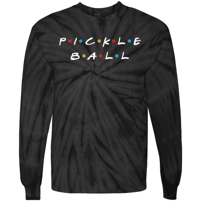 Pickleball Friends Logo Pickle Ball Fans Vintage Tie-Dye Long Sleeve Shirt