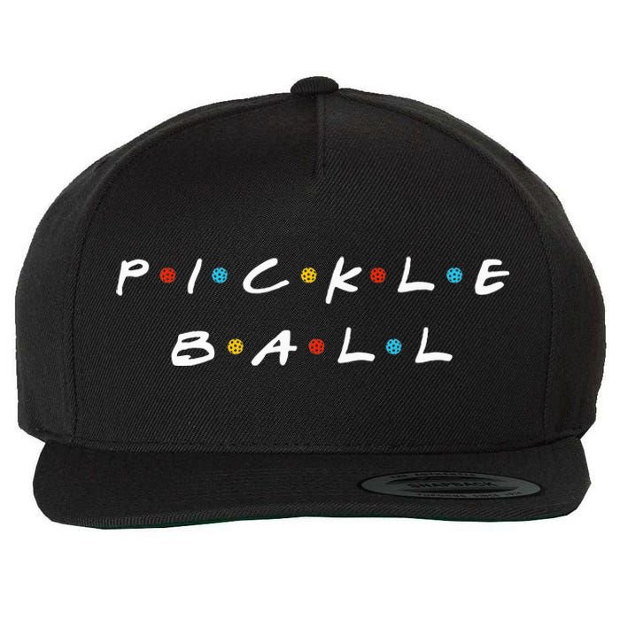 Pickleball Friends Logo Pickle Ball Fans Vintage Wool Snapback Cap