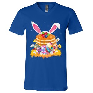 Pancake Food Lover Easter Egg Funny Pancake Easter Sunday Cute Gift V-Neck T-Shirt