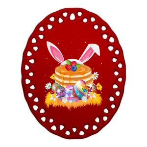 Pancake Food Lover Easter Egg Funny Pancake Easter Sunday Cute Gift Ceramic Oval Ornament