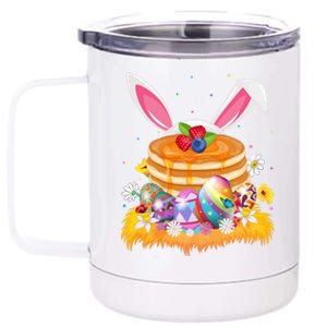 Pancake Food Lover Easter Egg Funny Pancake Easter Sunday Cute Gift 12 oz Stainless Steel Tumbler Cup