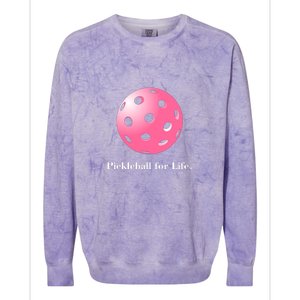 Pickleball For Life Pink Colorblast Crewneck Sweatshirt