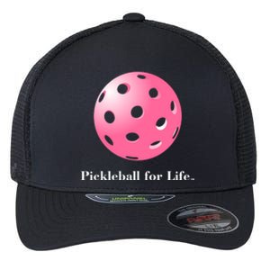 Pickleball For Life Pink Flexfit Unipanel Trucker Cap