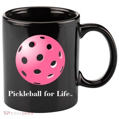 Pickleball For Life Pink 11oz C Handle Ceramic Mug