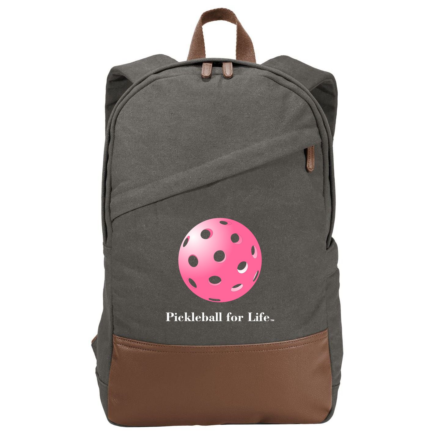 Pickleball For Life Pink Cotton Canvas Backpack