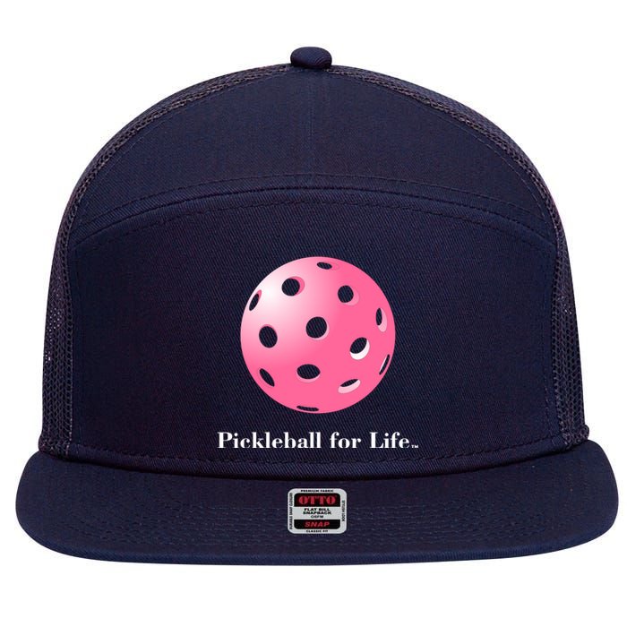 Pickleball For Life Pink 7 Panel Mesh Trucker Snapback Hat