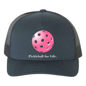 Pickleball For Life Pink Yupoong Adult 5-Panel Trucker Hat