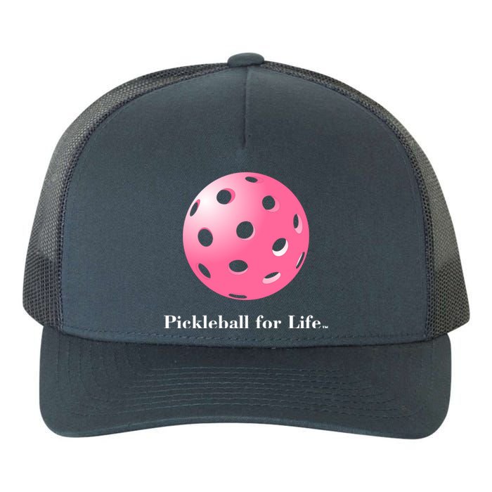 Pickleball For Life Pink Yupoong Adult 5-Panel Trucker Hat